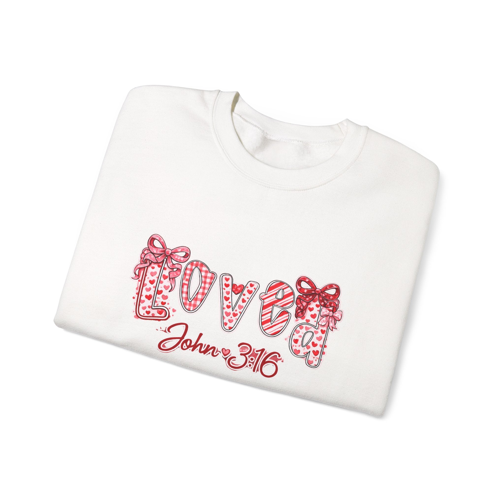 Valentine 'Love' Crewneck Sweatshirt — John 3:16 Script