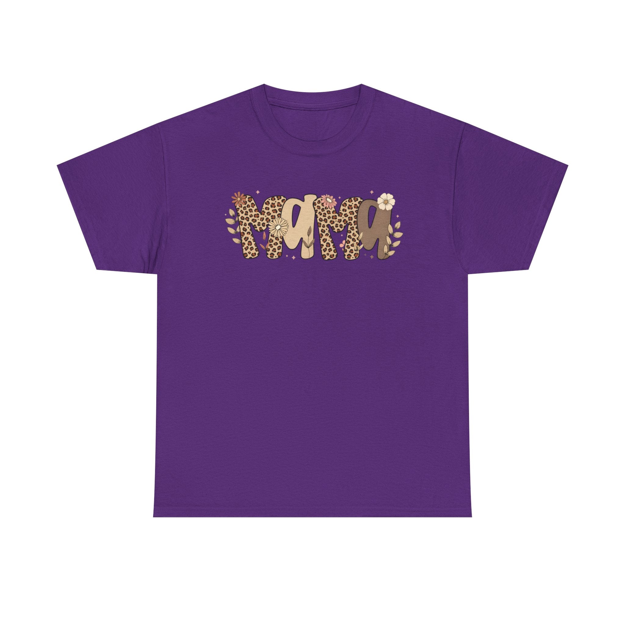 Mama Leopard Print T-Shirt — 'MAMA' Heart Graphic Mother's Day Tee