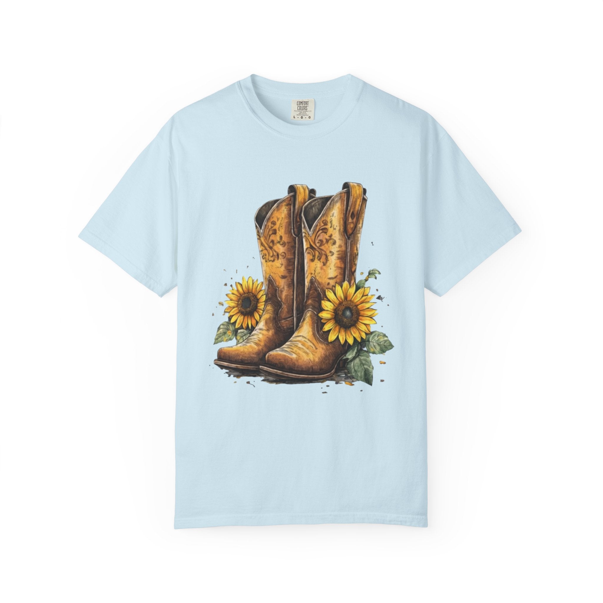 Cowgirl Boots & Sunflowers T-Shirt — Western Floral Graphic Tee