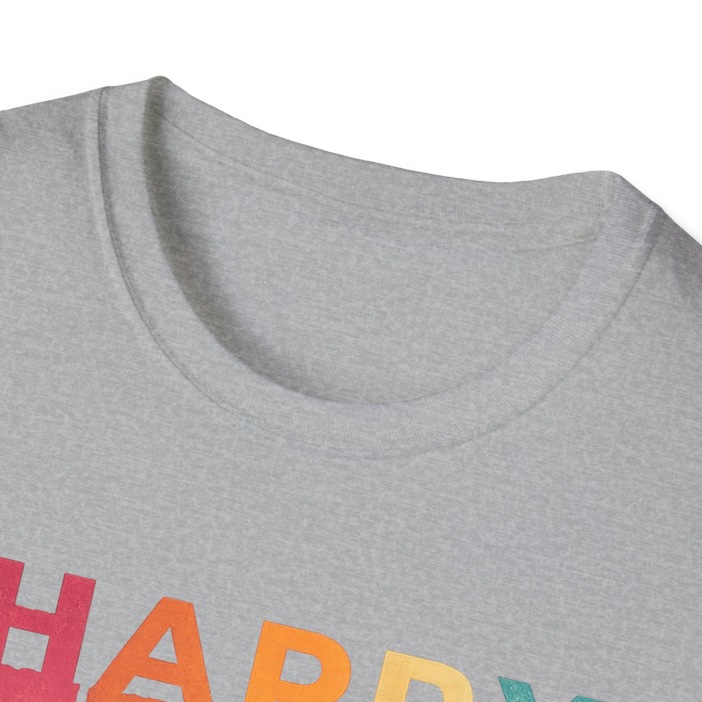 Happy Father's Day T-Shirt — Silhouette Dad with Kids Retro Stripes