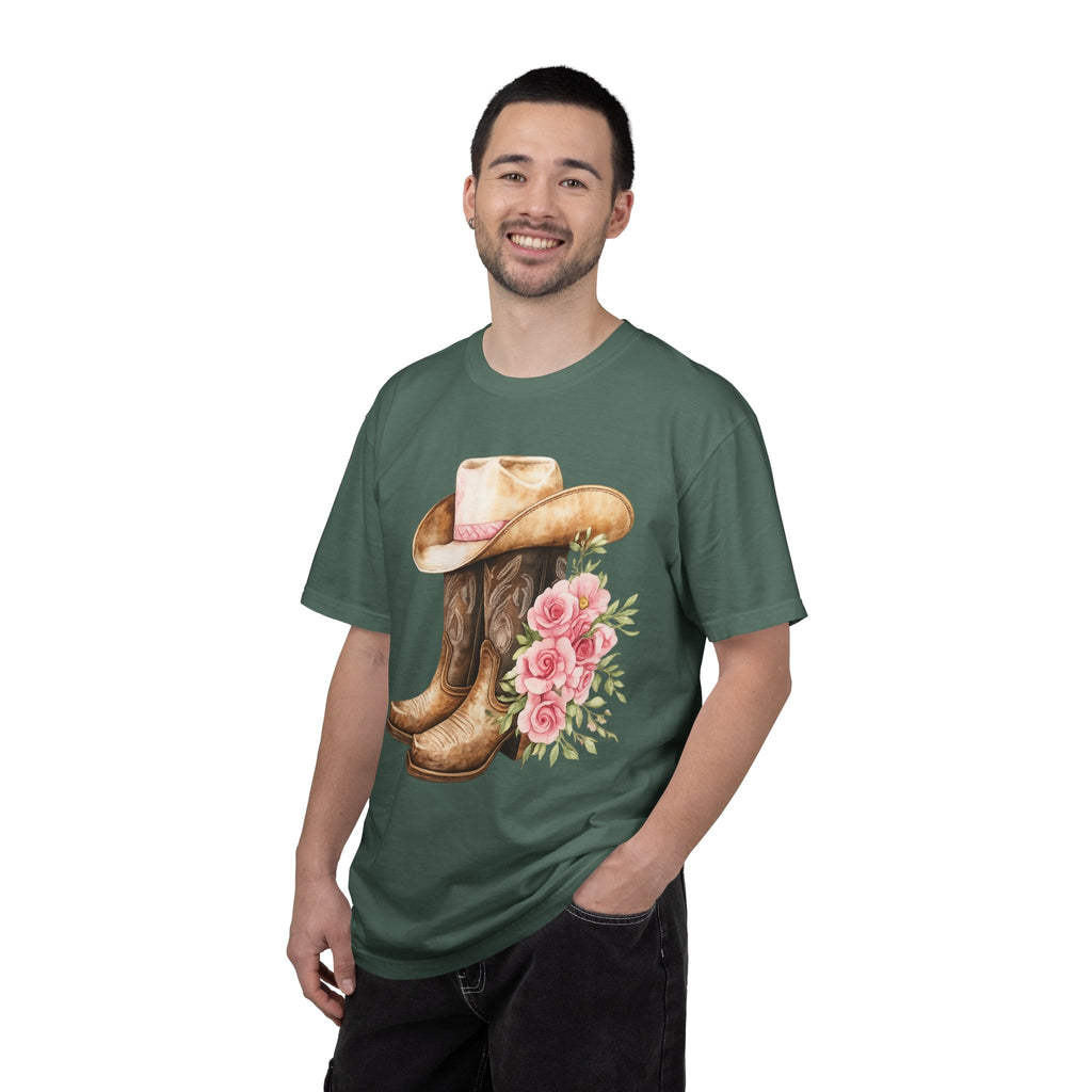 Cowboy Boots & Hat Floral T-Shirt — Western Country Floral Tee