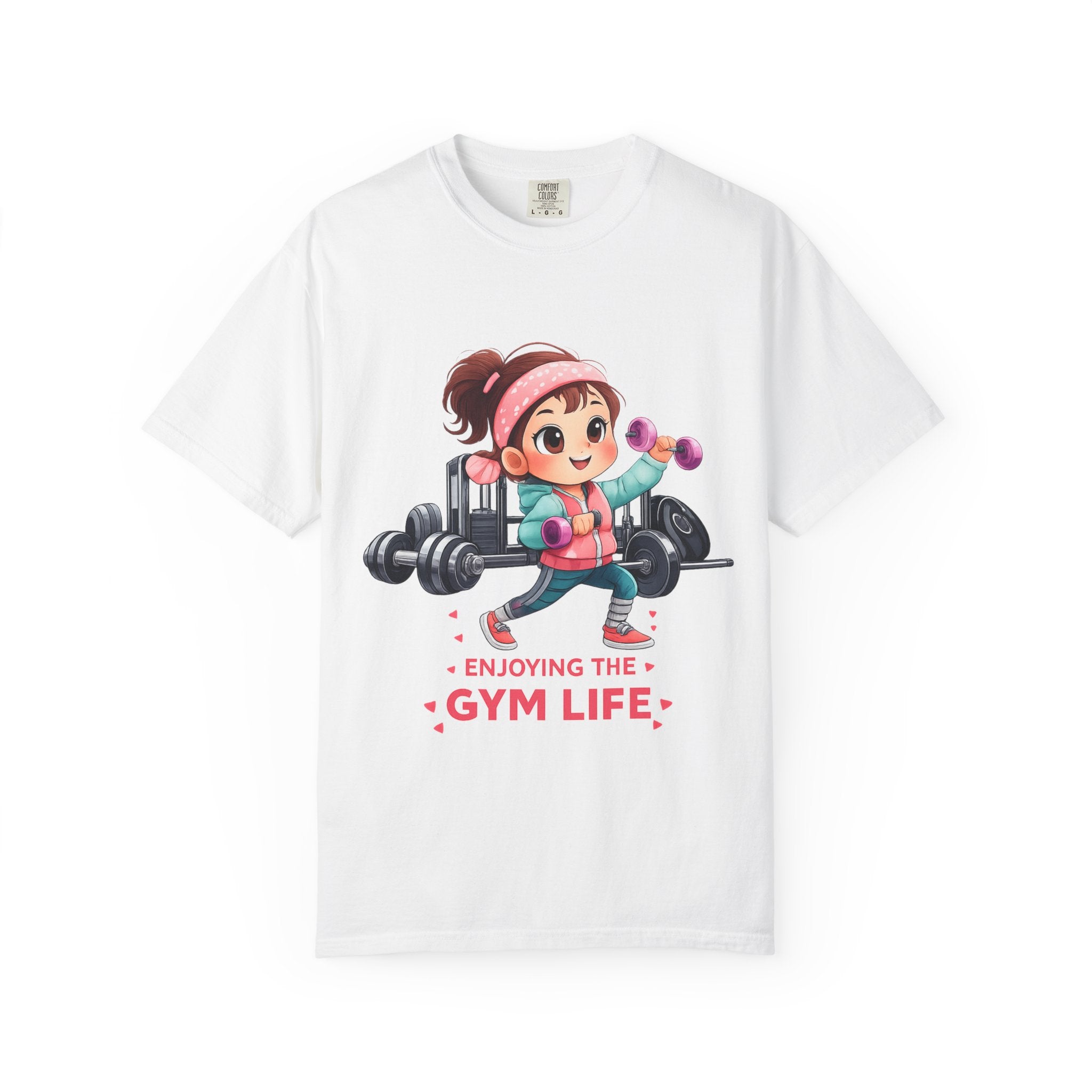 Gym Life T-Shirt — Cute Cartoon Weightlifting Tee ("Enjoying the Gym Life")