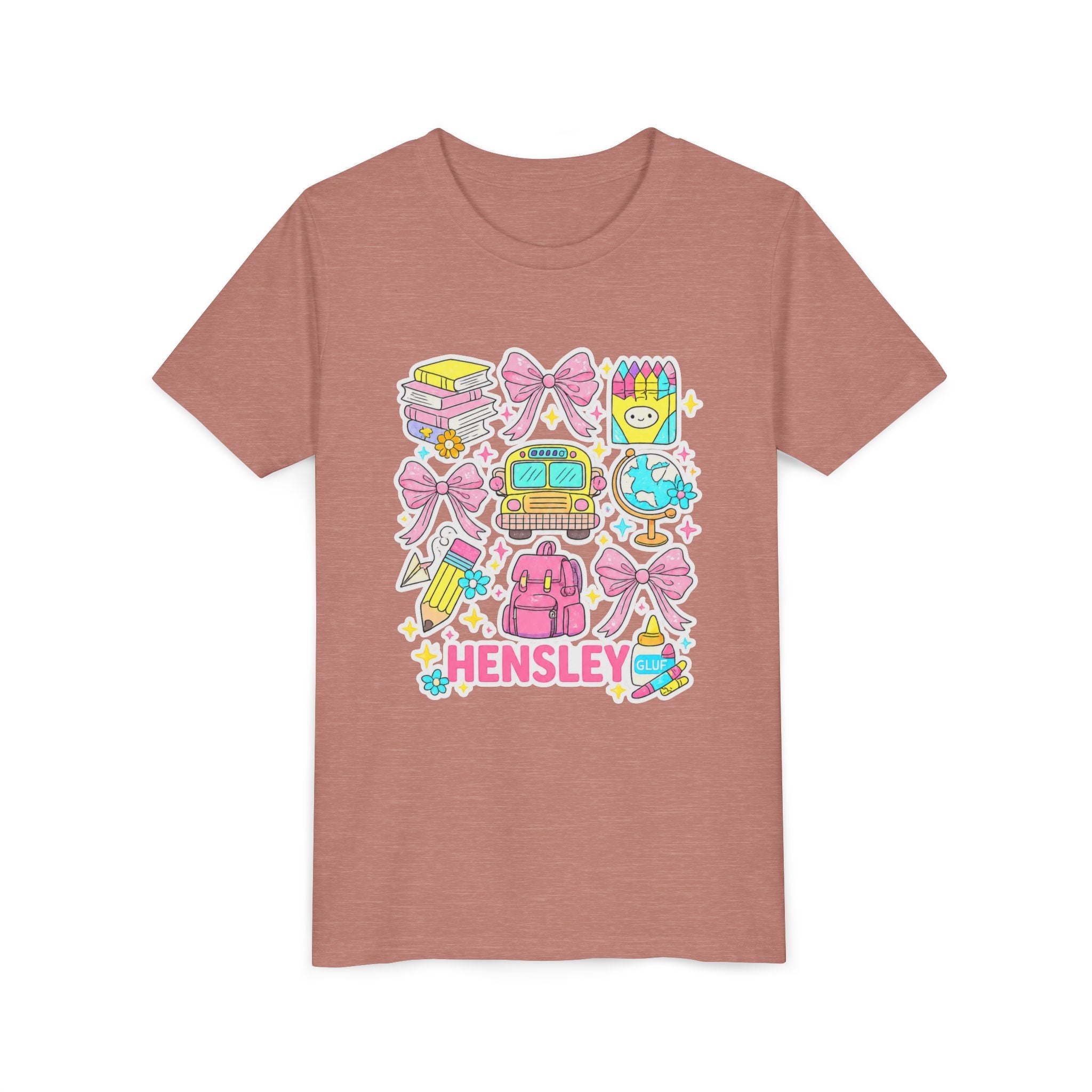 Personalized Kids Back to School Tee – Cute School Icons with Name (Hensley)