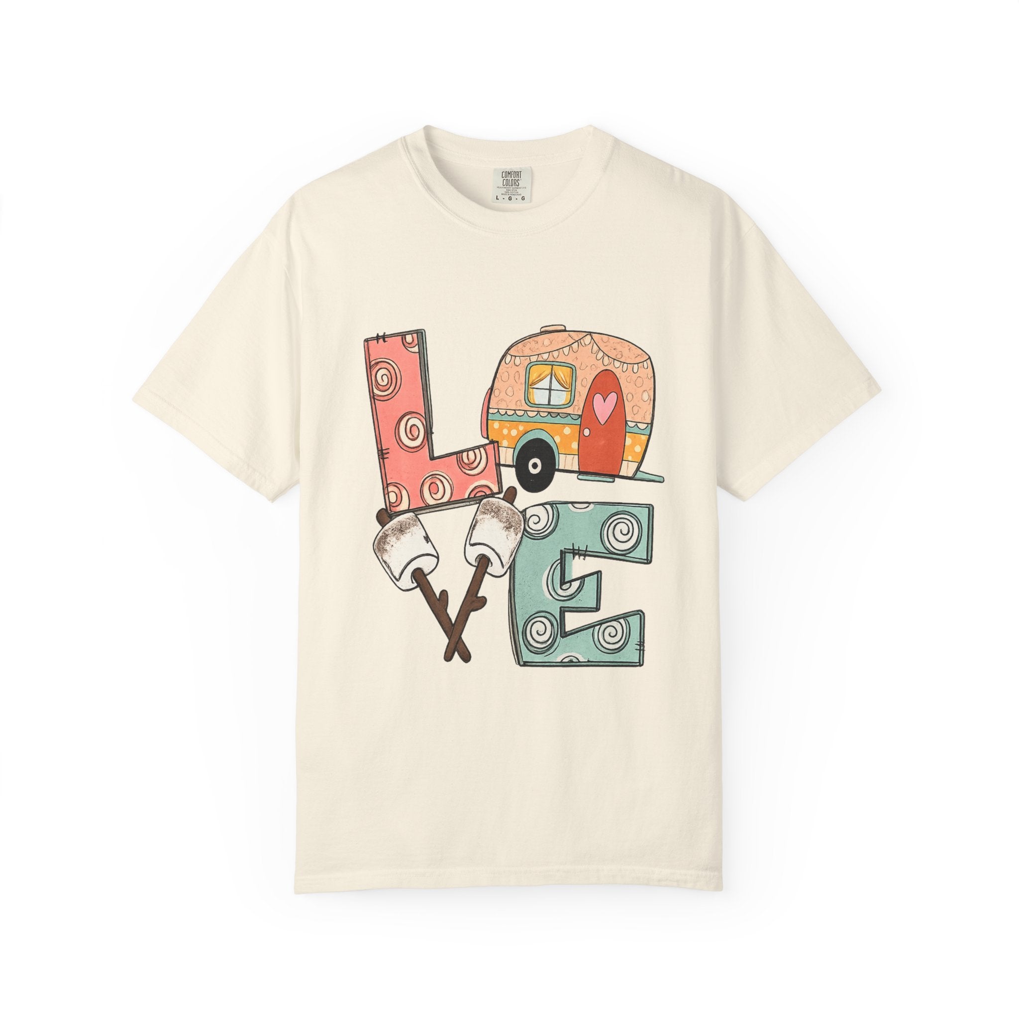 Love Camper T-Shirt — Retro RV & S'mores Graphic Tee for Campers