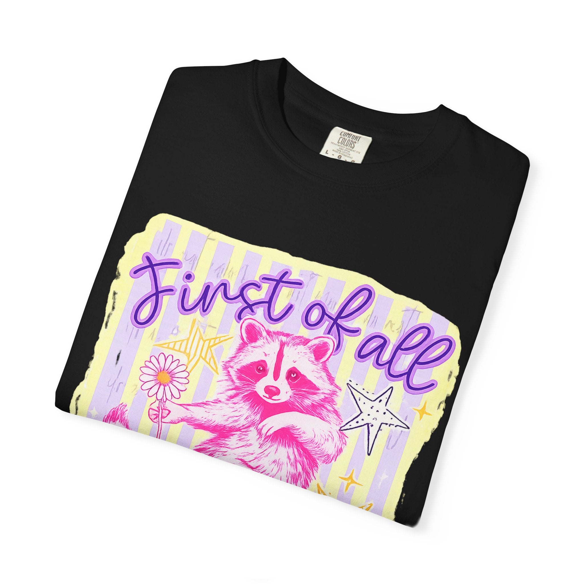 Raccoon Graphic T-Shirt — "First of All Jesus Thinks I’m a Delight" Christian Vintage Style Tee