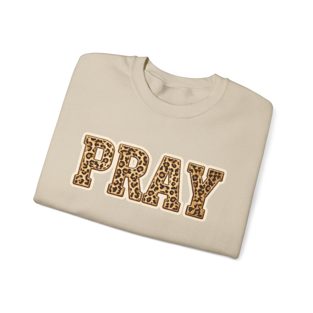 Pray Leopard Print Crewneck Sweatshirt