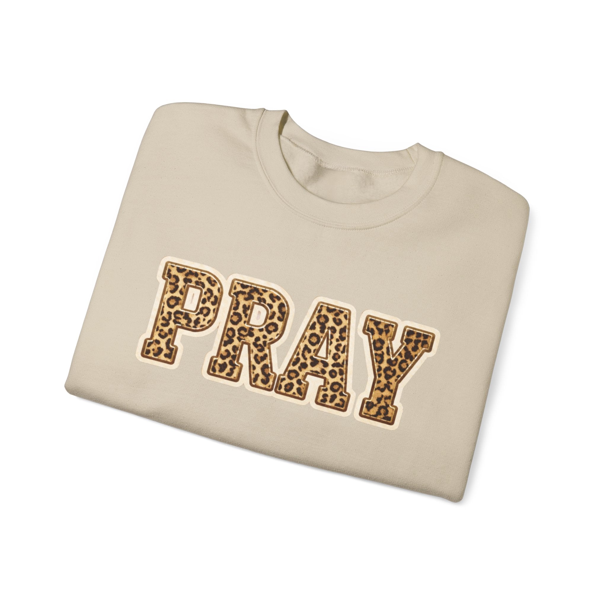 Pray Leopard Print Crewneck Sweatshirt
