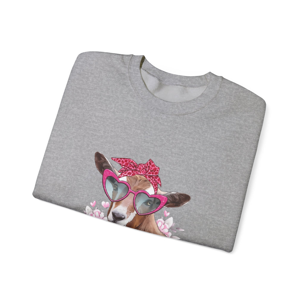 Goat with Heart Sunglasses Sweatshirt - 'XOXO' Cute Valentine Crewneck