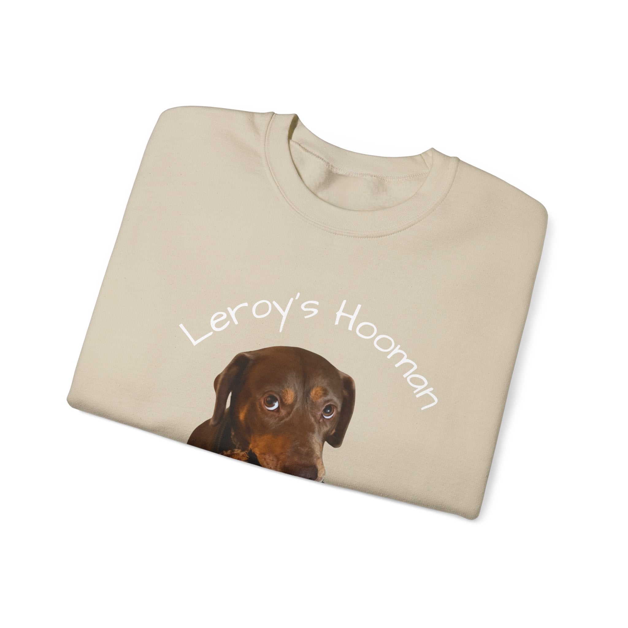 Crewneck Sweatshirt – "Leroy’s Human" Dachshund Graphic, Cute Pet Lover Gift