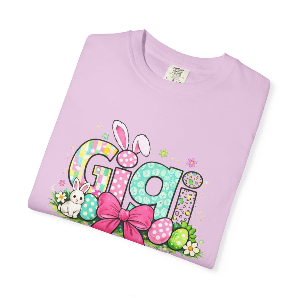 Easter Gigi T-Shirt — Pastel Bunny & Eggs Graphic Tee