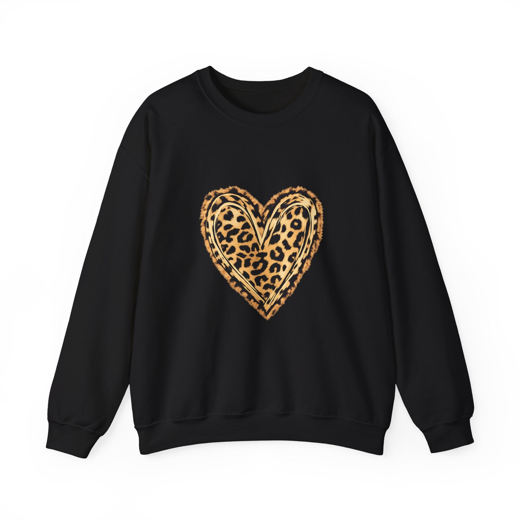 Leopard Heart Crewneck Sweatshirt - Animal Print Heart Pullover