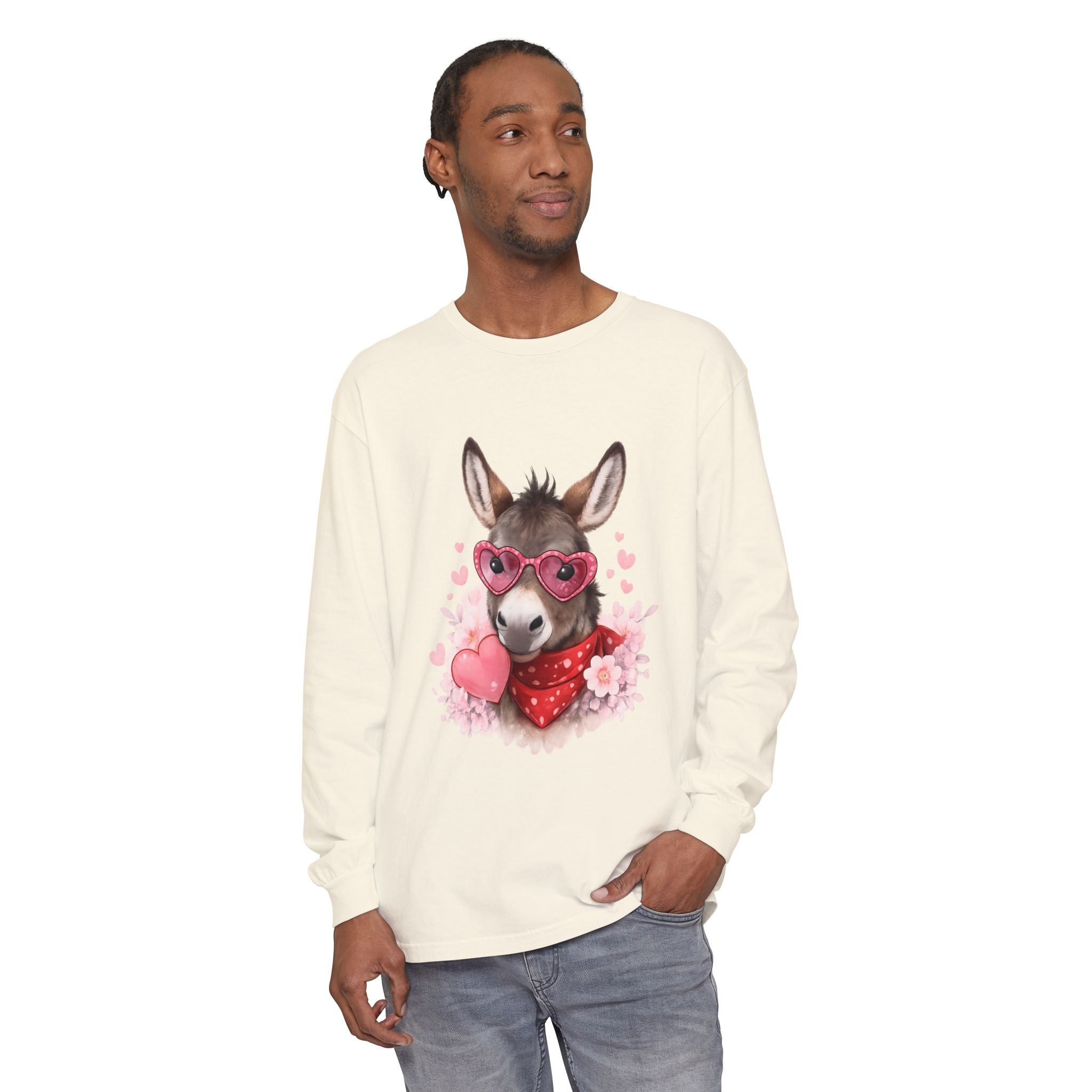 Donkey with Heart Sunglasses Long Sleeve Tee