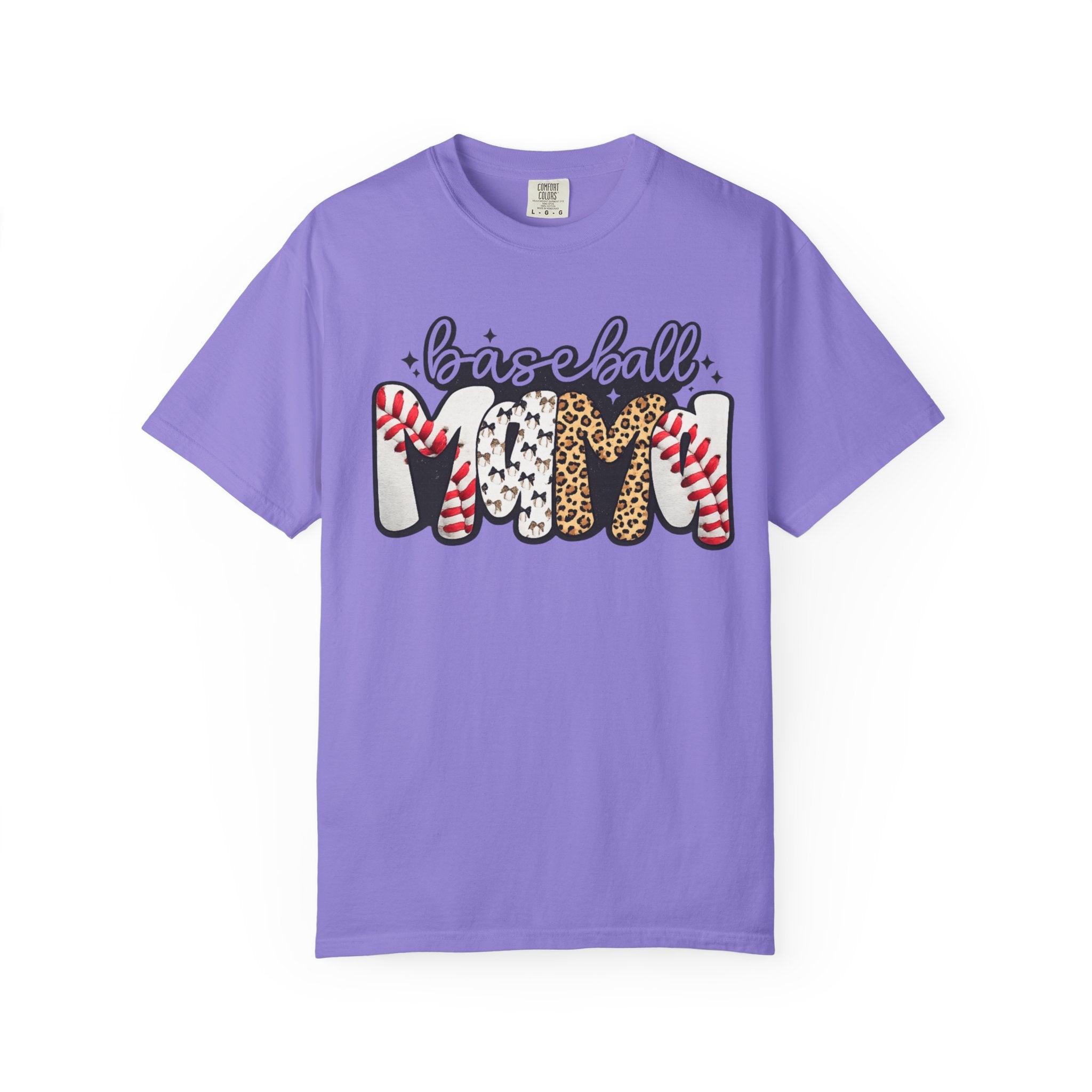Baseball Mom T-Shirt — Leopard & Stitch Pattern Sports Tee