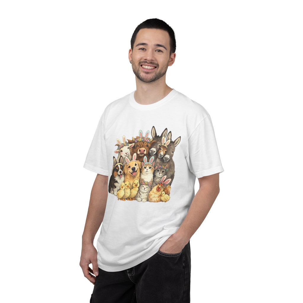 Farm Friends Crew T-Shirt — Cute Bunny, Chick, Donkey & Dog Animal Portrait Tee