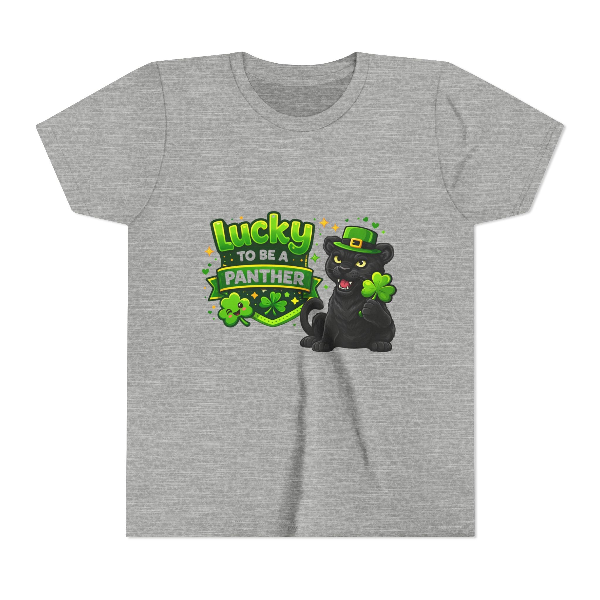 Youth Tee — "Lucky to Be a Panther" St. Patrick's Day Shamrock Tee