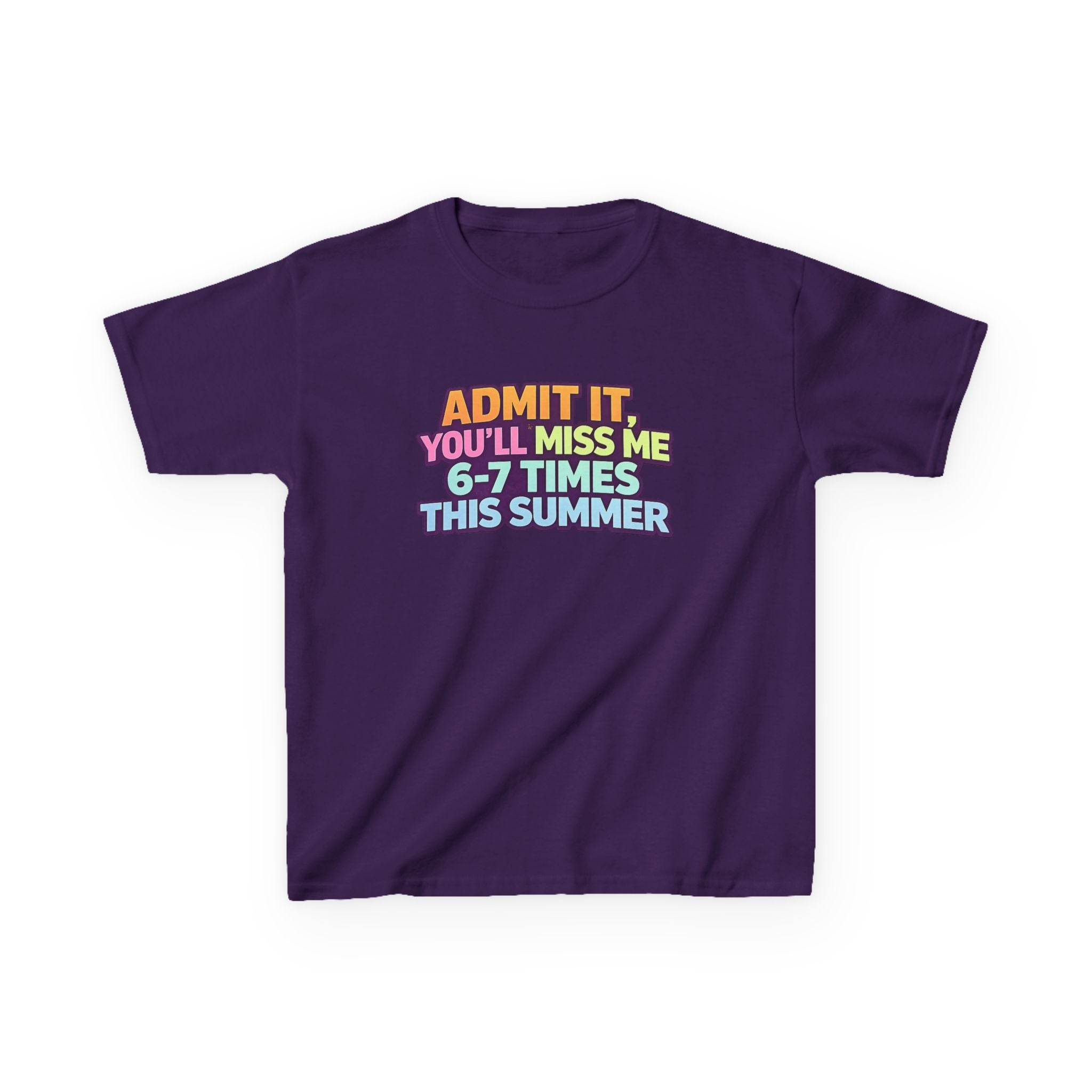 Kids Tee - "Admit It You'll Miss Me 6-7 Times This Summer" Retro Rainbow Graphic