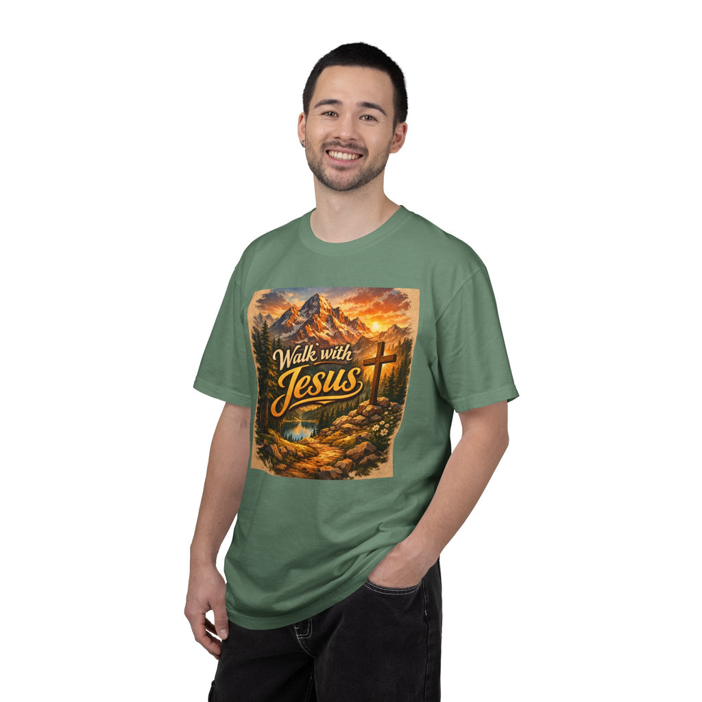 Walk with Jesus T-Shirt — Christian Faith Mountain Cross Tee