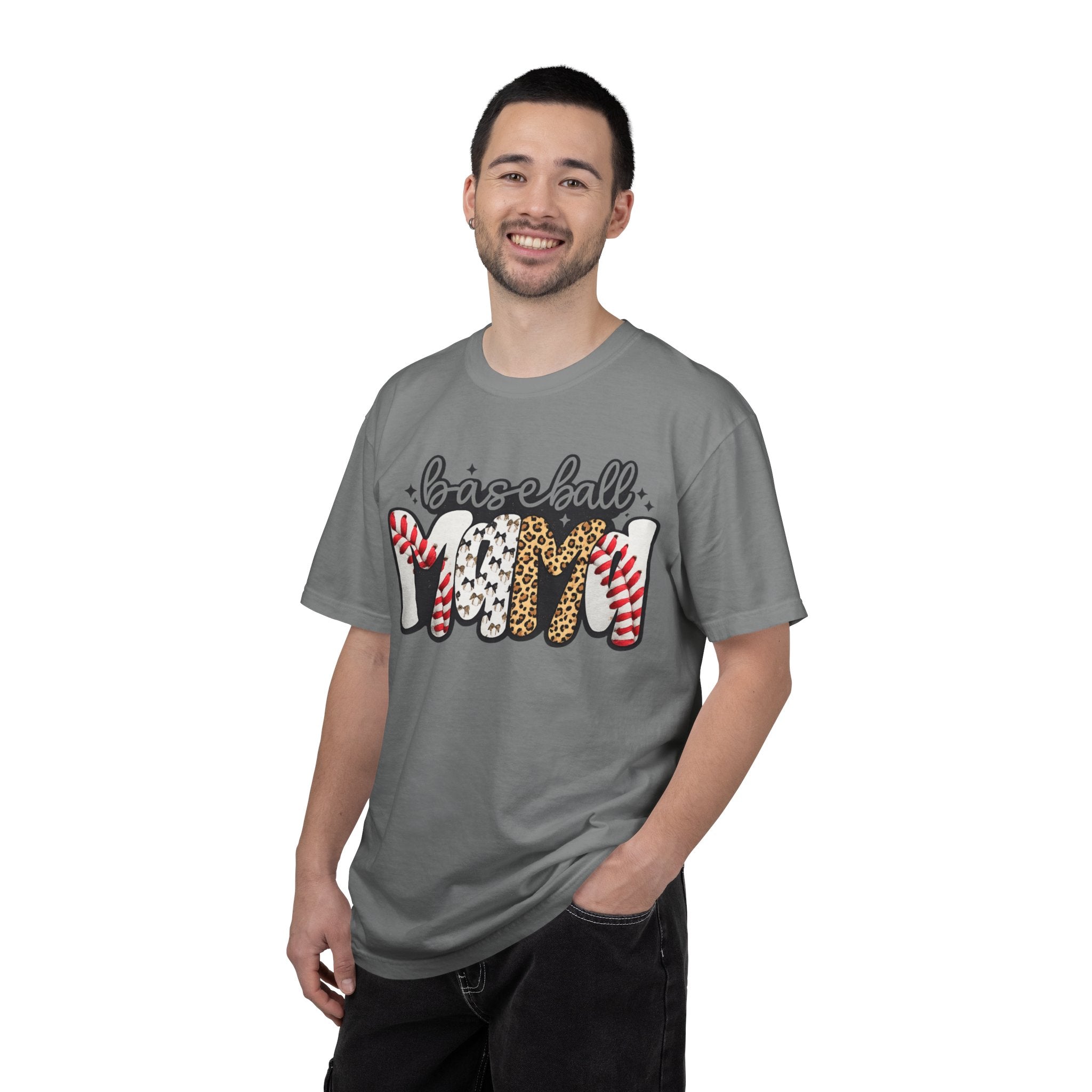 Baseball Mom T-Shirt — Leopard & Stitch Pattern Sports Tee