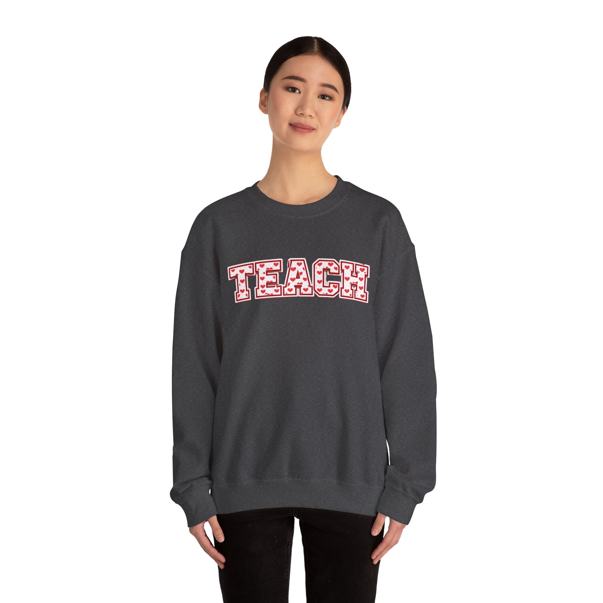 Teach Floral Crewneck Sweatshirt — 'TEACH' Pink Floral Teacher Pullover