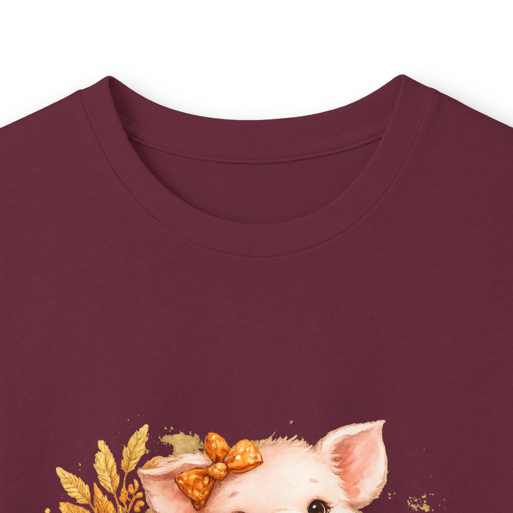 Long Sleeve Tee — Cute Fall Pig with Pumpkins & Sunflower Autumn Graphic