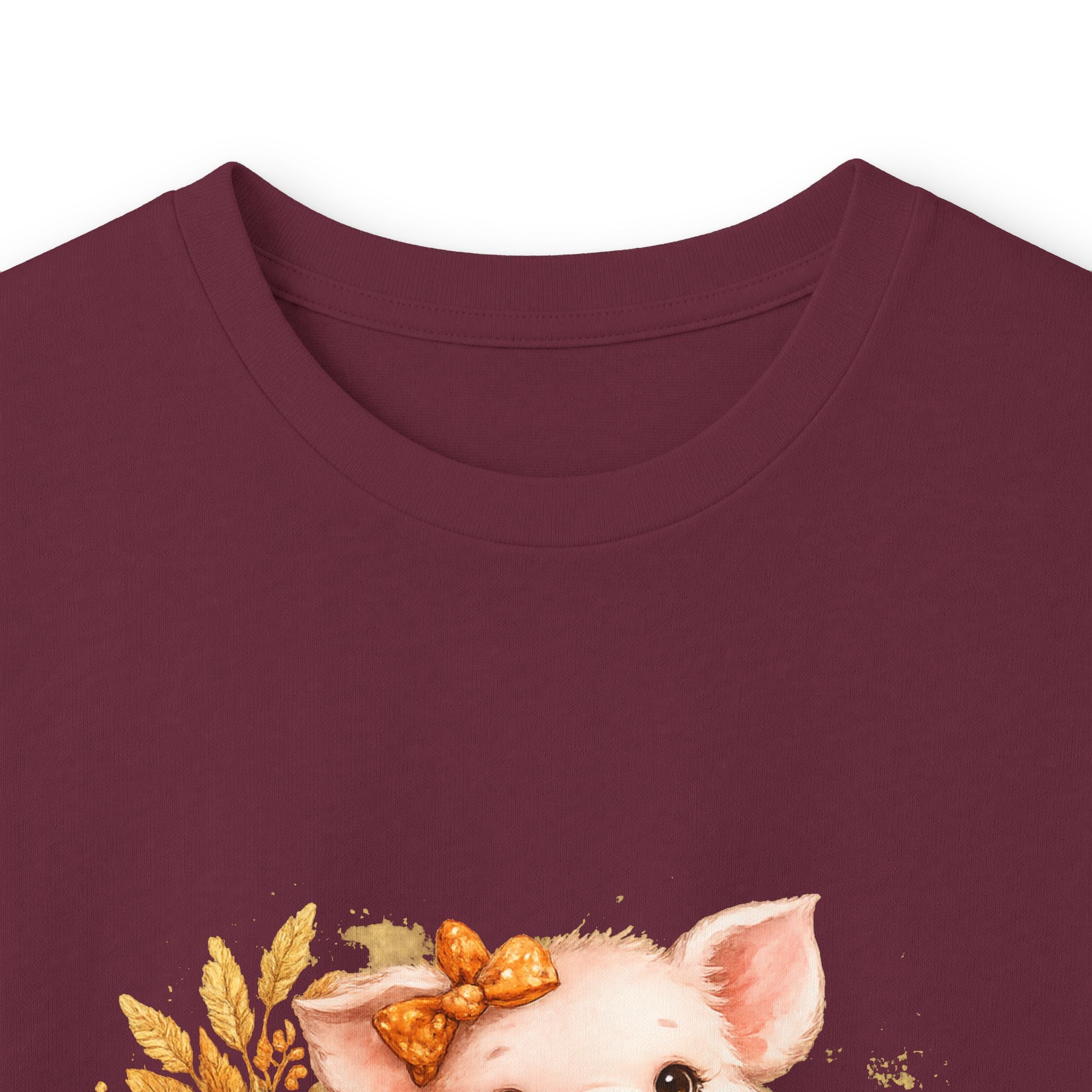 Long Sleeve Tee — Cute Fall Pig with Pumpkins & Sunflower Autumn Graphic