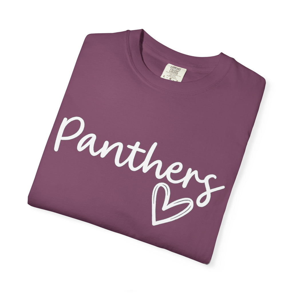 Panthers Heart T-Shirt — Cute Script School Spirit Tee