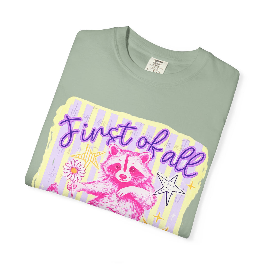 Raccoon Graphic T-Shirt — "First of All Jesus Thinks I’m a Delight" Christian Vintage Style Tee