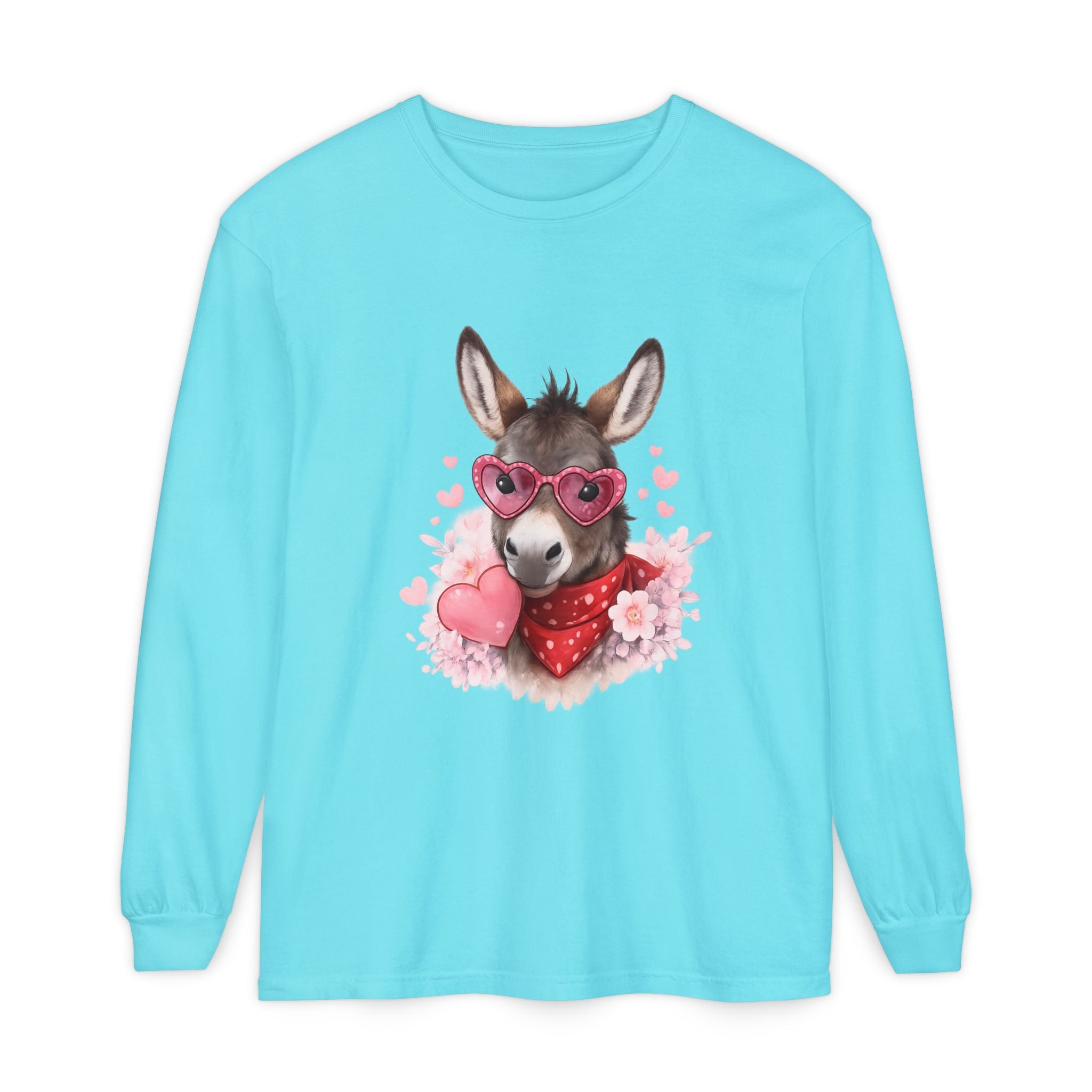 Donkey with Heart Sunglasses Long Sleeve Tee