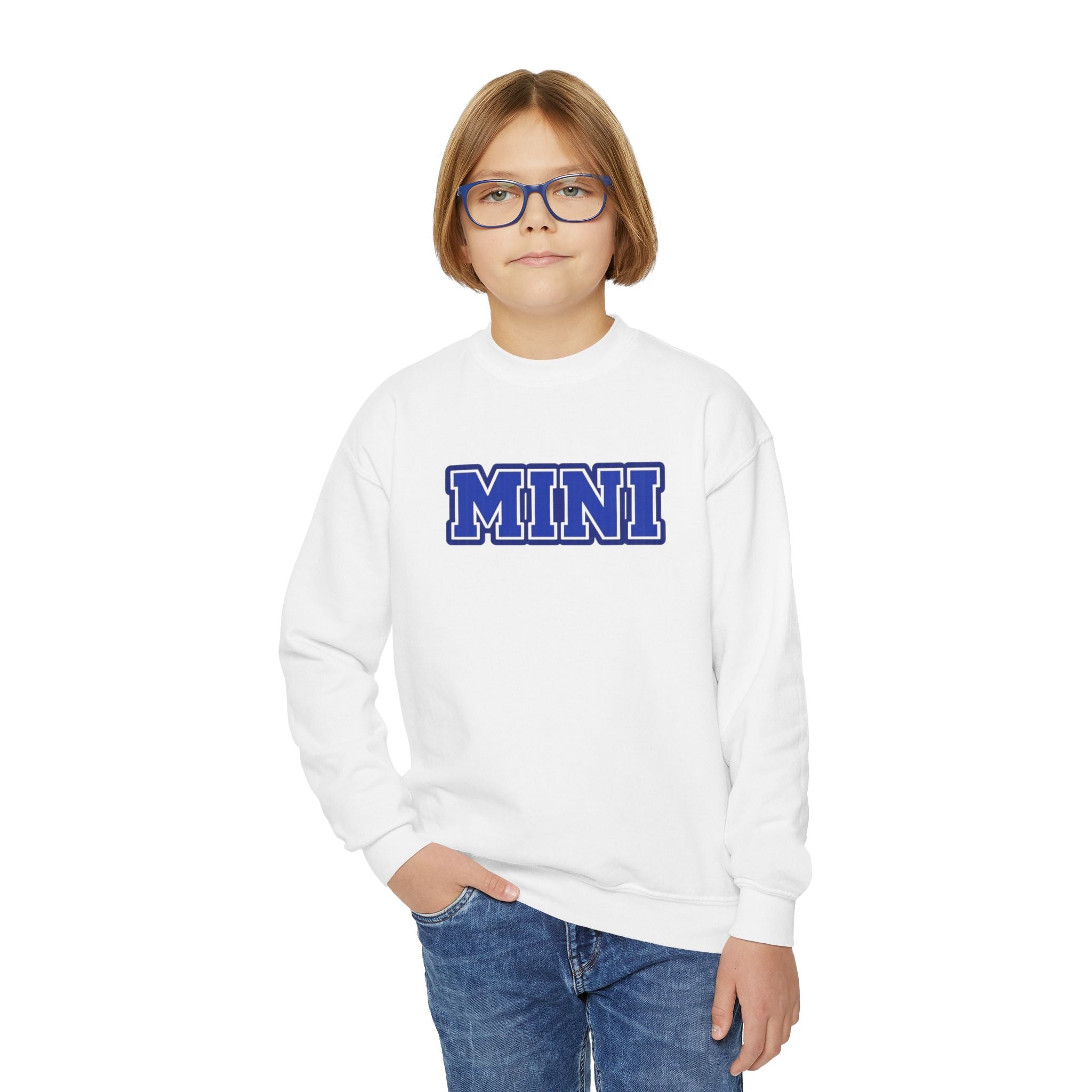 Youth Crewneck Sweatshirt — 'MINI' Varsity Letter Kids Pullover