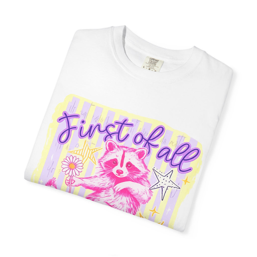 Raccoon Graphic T-Shirt — "First of All Jesus Thinks I’m a Delight" Christian Vintage Style Tee