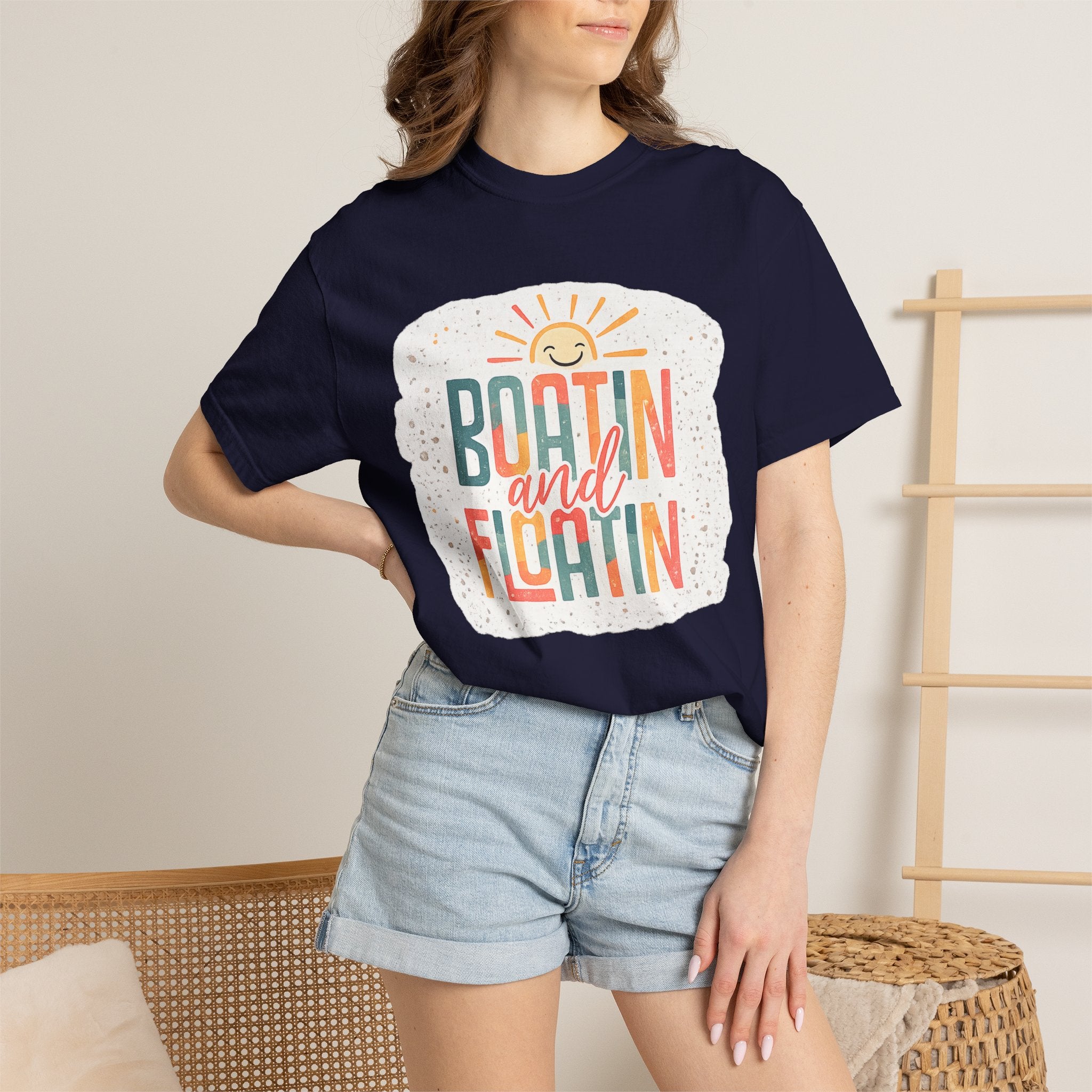 Boatin' and Floatin' T-Shirt — Retro Sun Summer Boating Tee