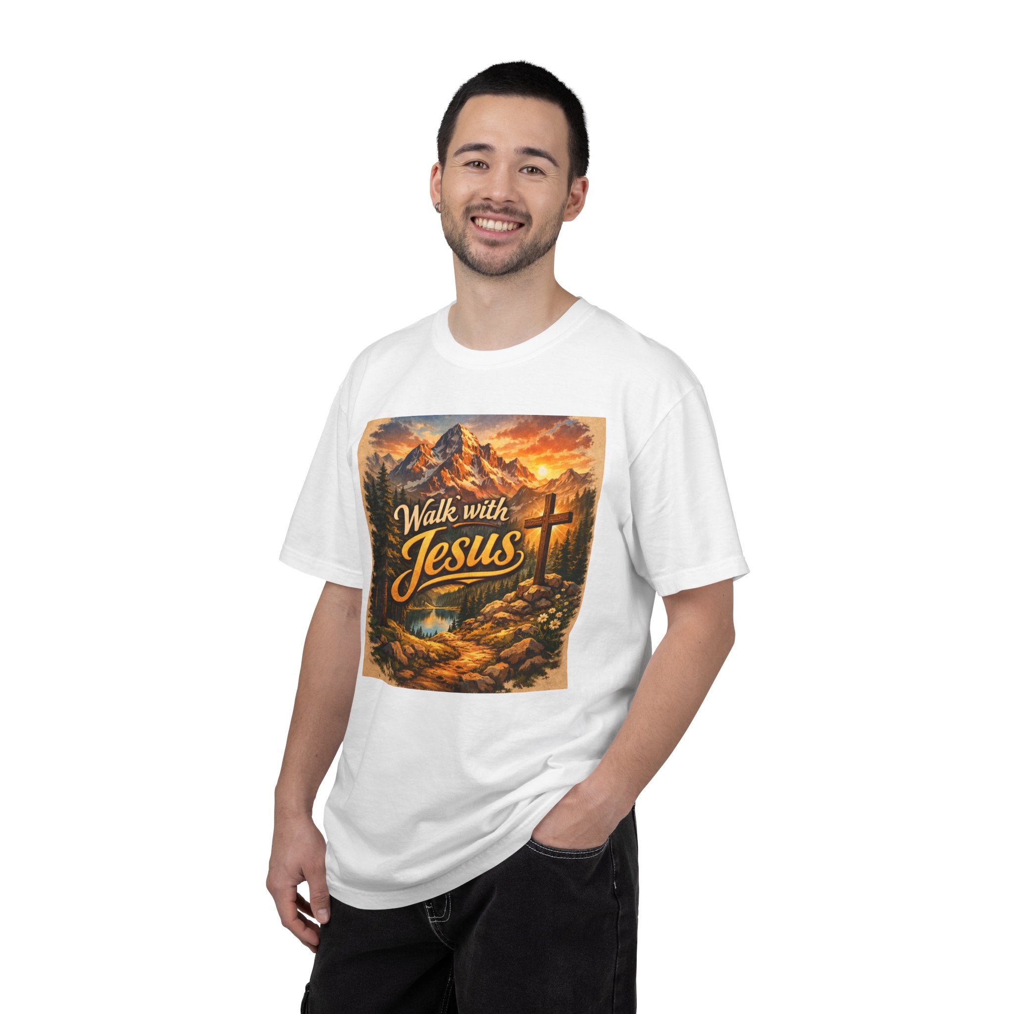 Walk with Jesus T-Shirt — Christian Faith Mountain Cross Tee