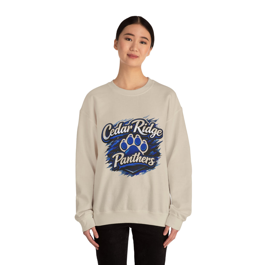 Cedar Ridge Panthers Crewneck Sweatshirt — Blue Paw School Spirit