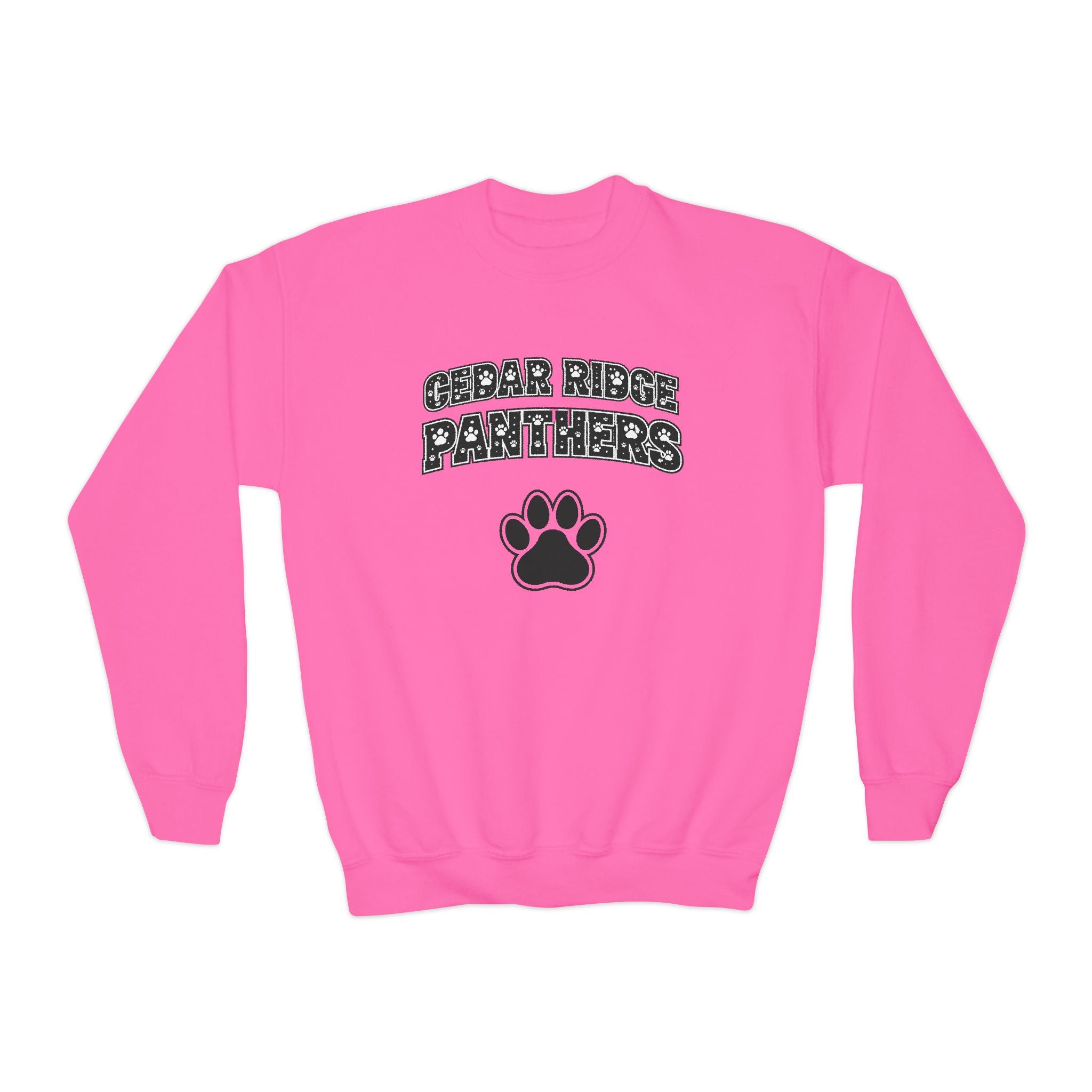 Youth Crewneck Sweatshirt — Cedar Ridge Panthers Paw Logo