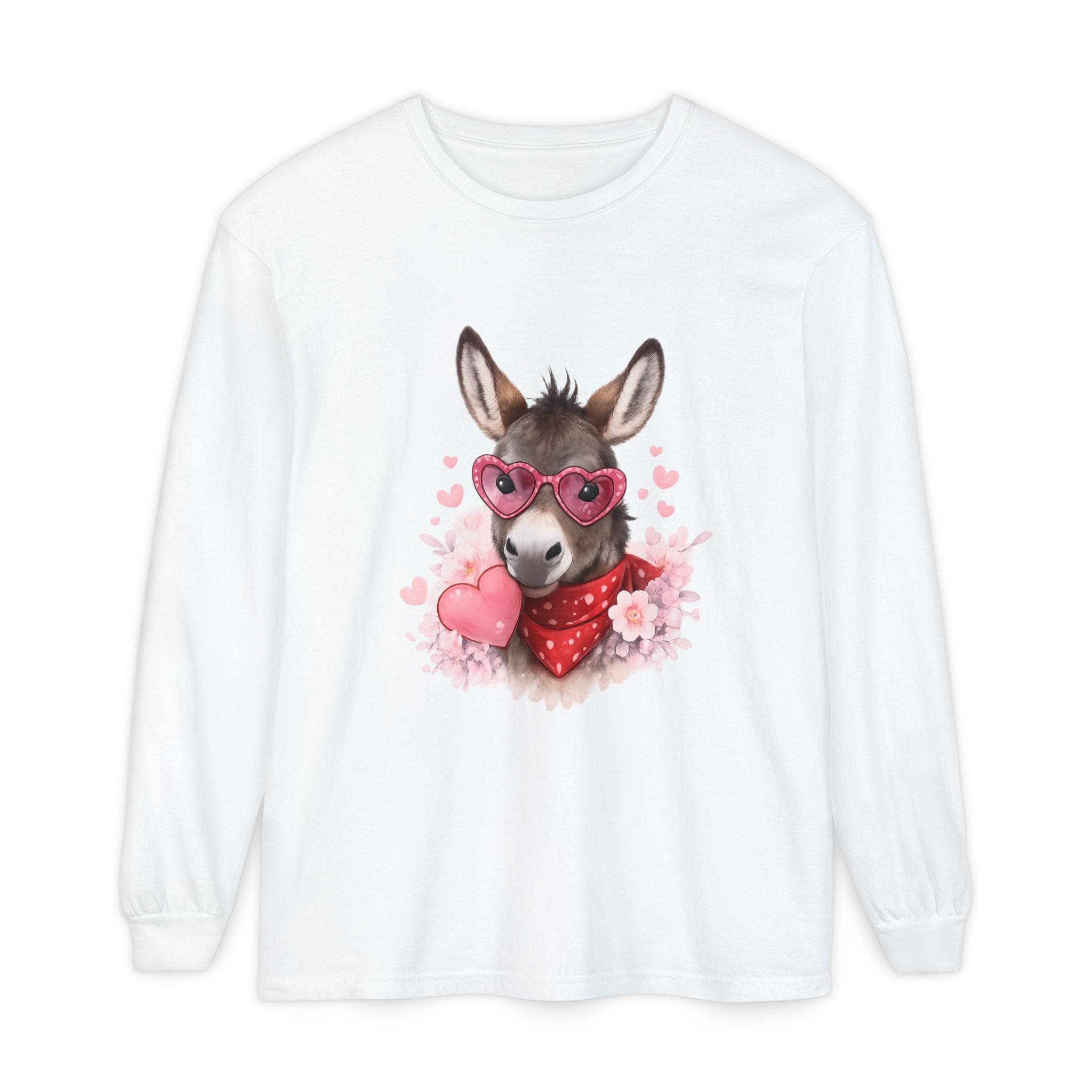 Donkey with Heart Sunglasses Long Sleeve Tee