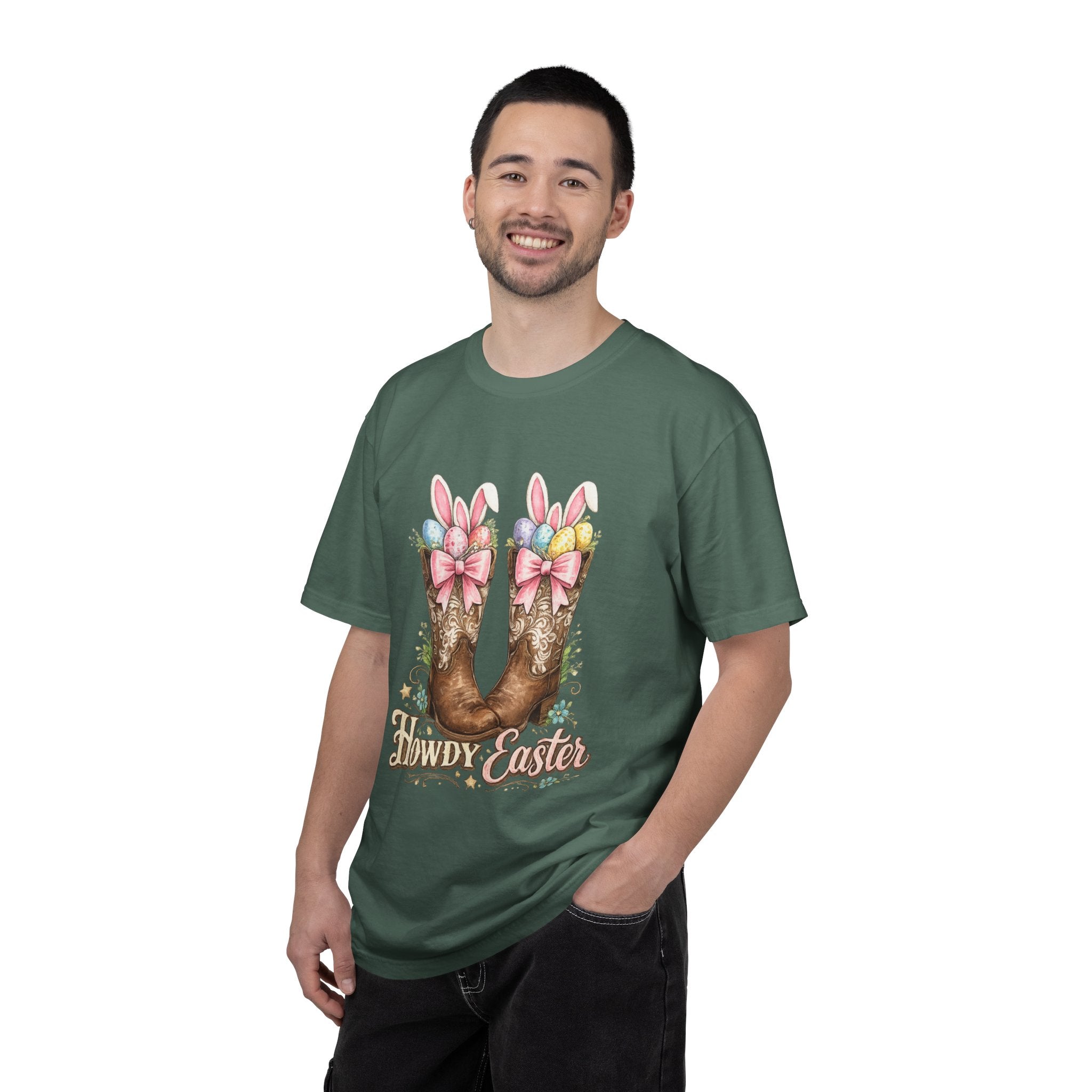 Howdy Easter Cowboy Boots T-Shirt — Western Easter Graphic Tee