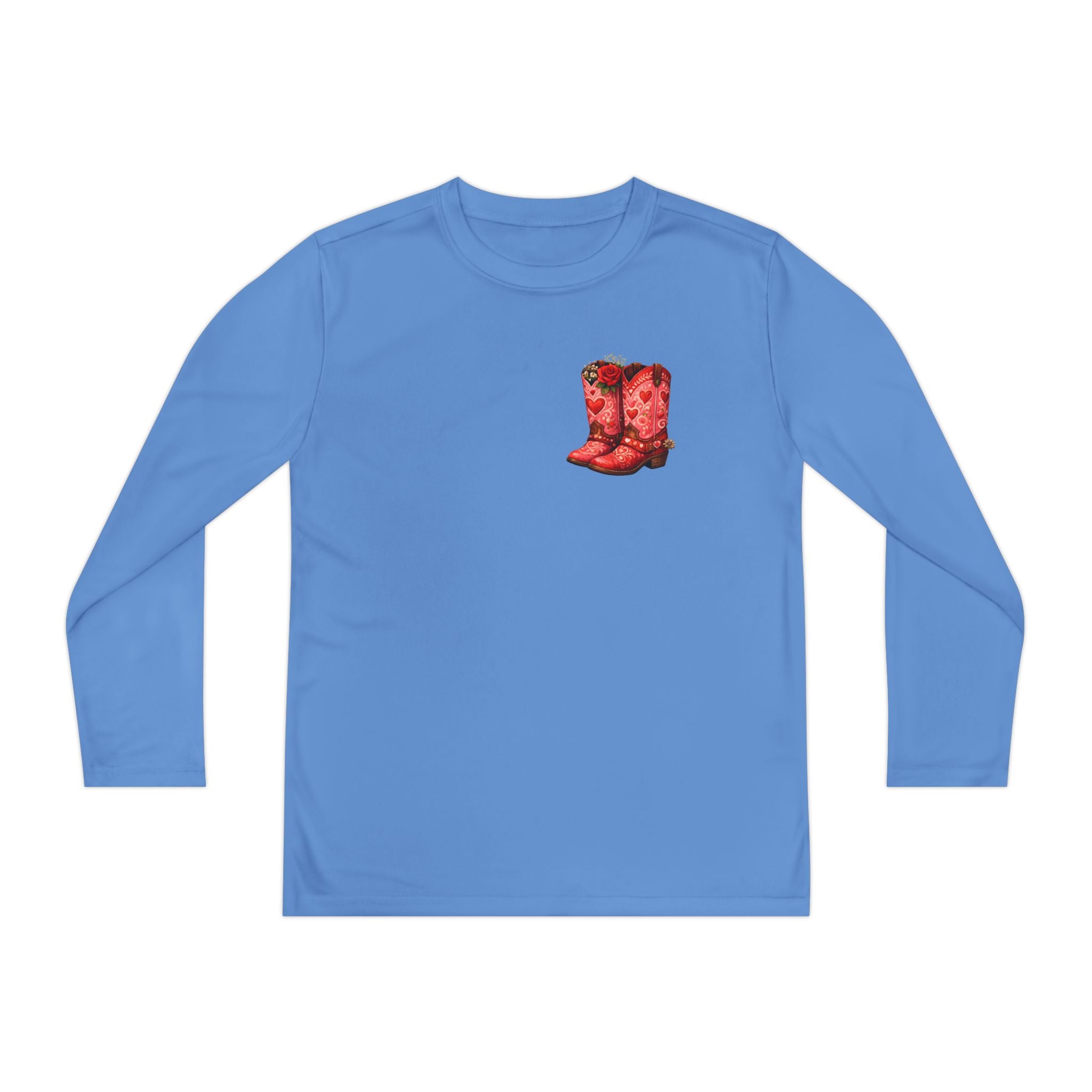 Youth Long Sleeve Tee — “All a Girl Needs is a Right Pair of Boots” Cowboy Boots Graphic