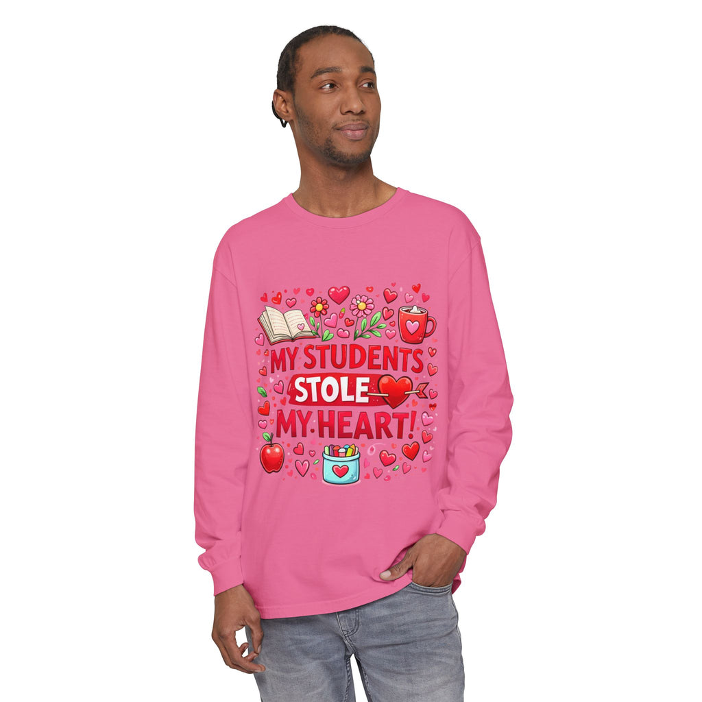 Teacher Long Sleeve Tee — “My Students Stole My Heart” Valentine’s Day Gift