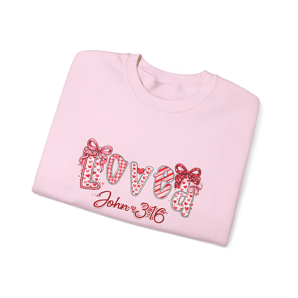 Valentine 'Love' Crewneck Sweatshirt — John 3:16 Script