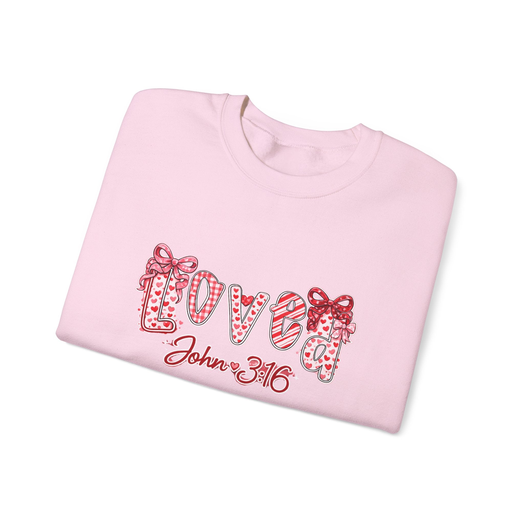 Valentine 'Love' Crewneck Sweatshirt — John 3:16 Script