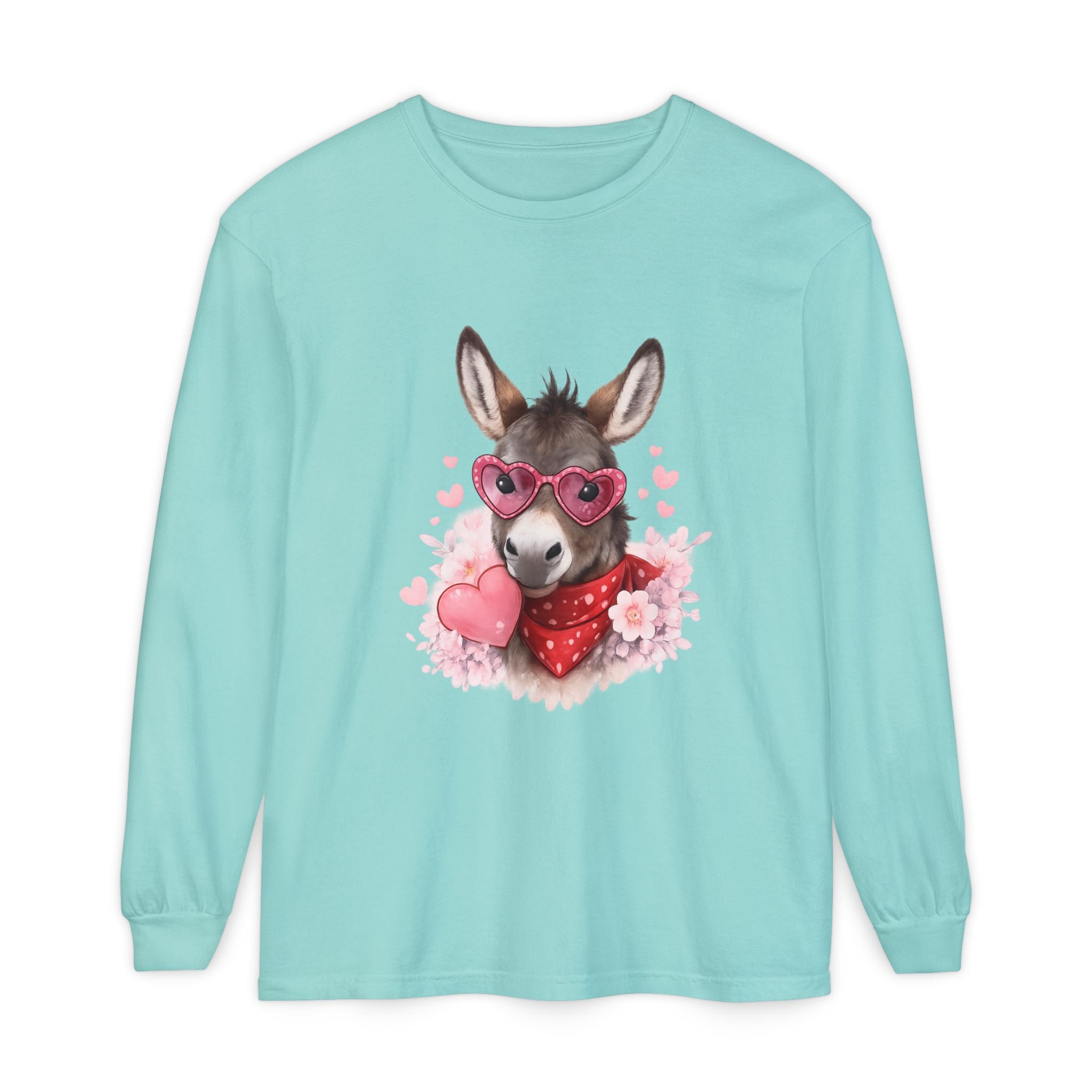 Donkey with Heart Sunglasses Long Sleeve Tee