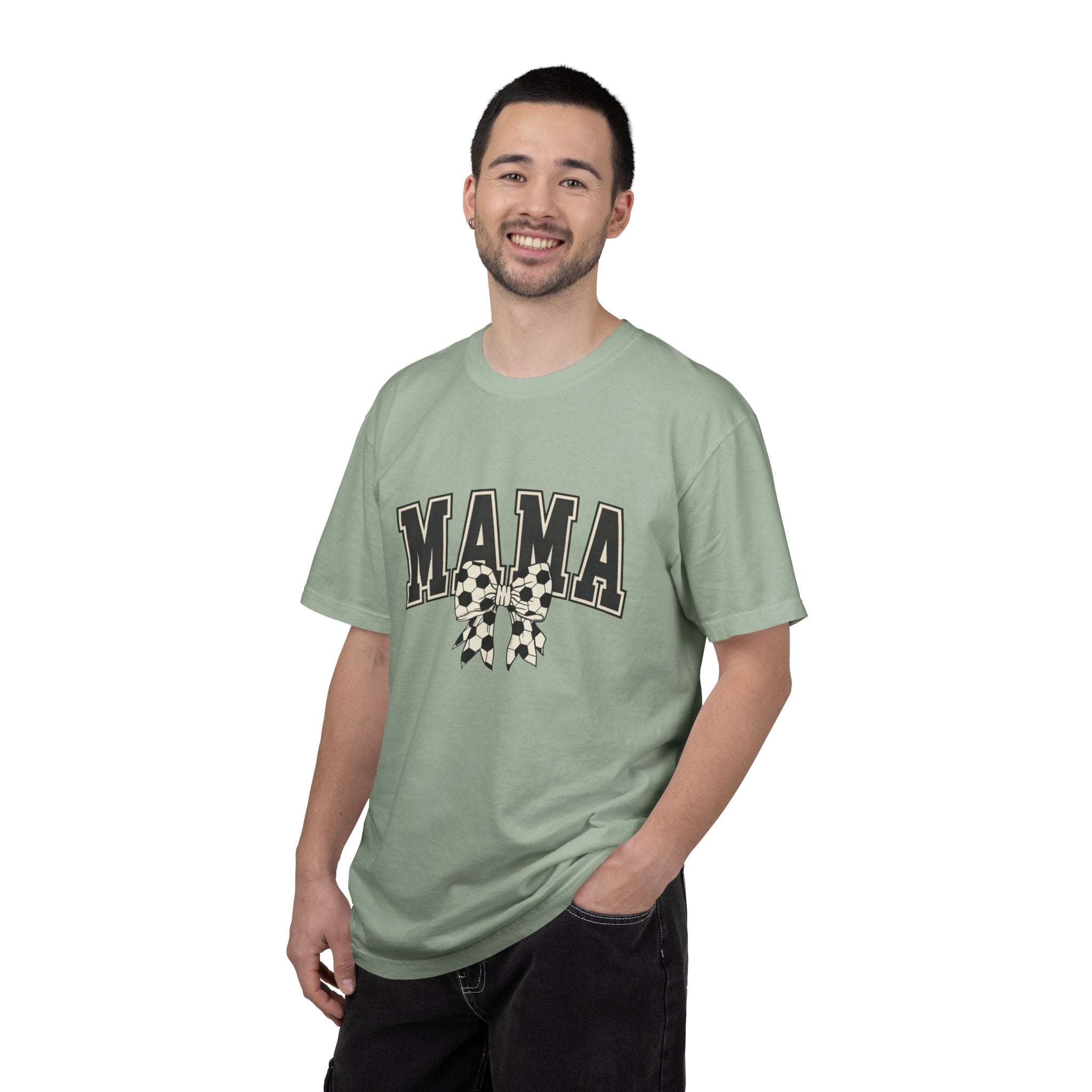Mama Graphic T-Shirt — Retro Collegiate Letters with Polka Dot Bow