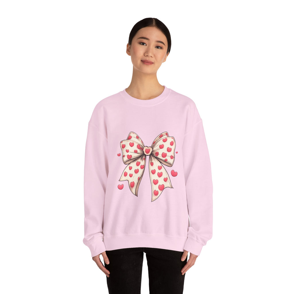 Heart Bow Crewneck Sweatshirt – Cute Valentine’s Day Pullover