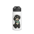 Cute Black Puppy Stainless Steel Water Bottle — Dog Paw Pattern, 'Best Friend' Gift