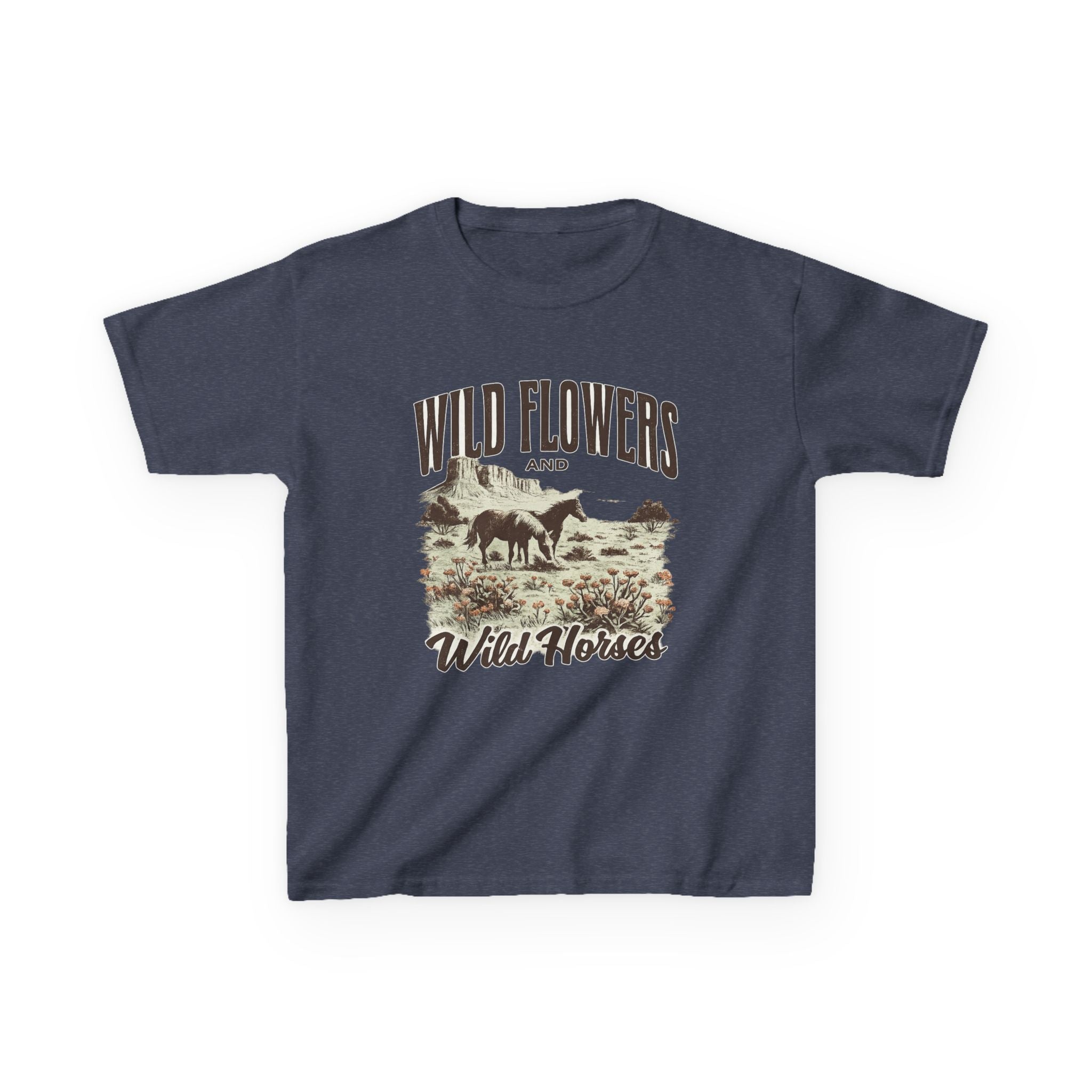 Kids T-Shirt — "Wild Flowers and Wild Horses" Rustic Western Tee
