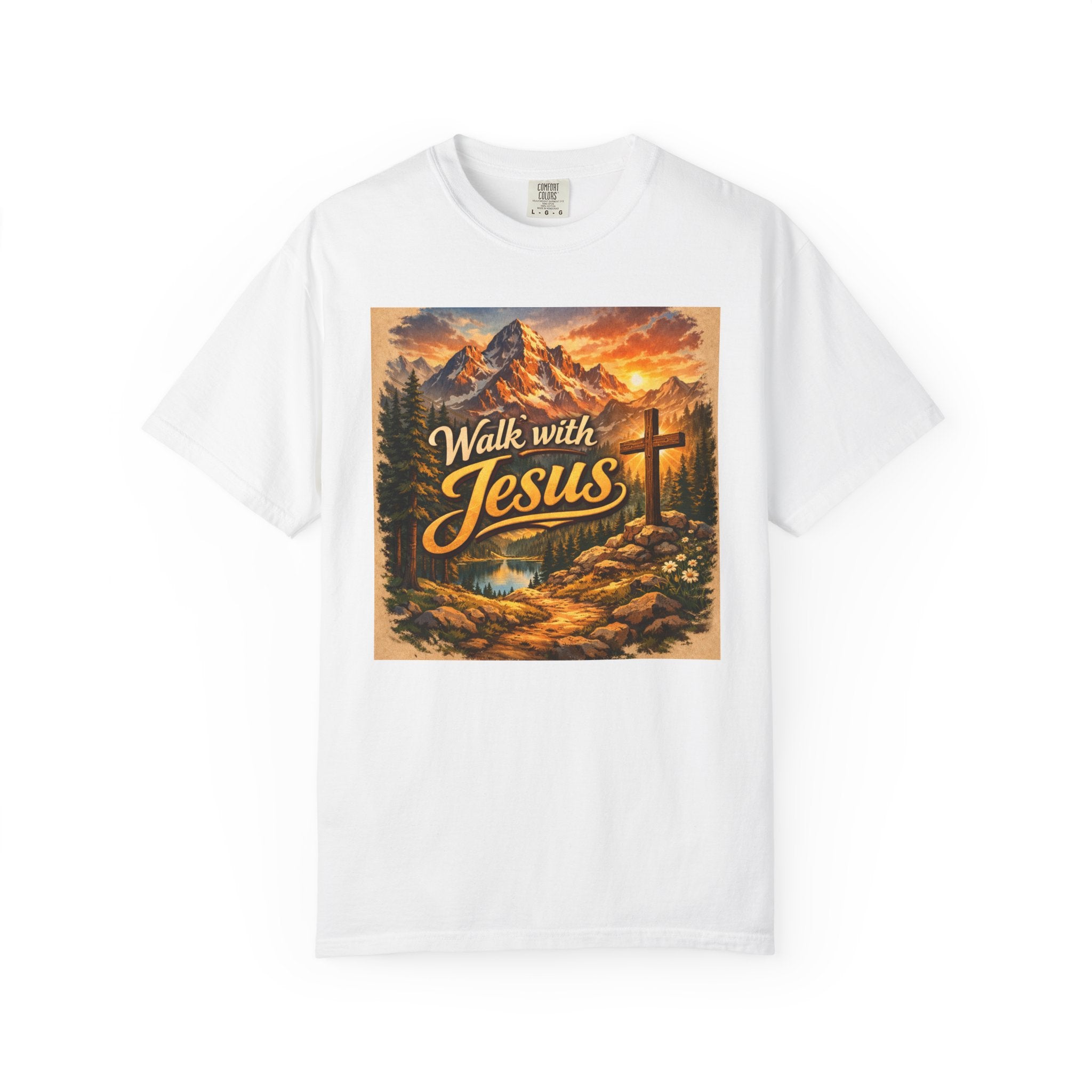 Walk with Jesus T-Shirt — Christian Faith Mountain Cross Tee