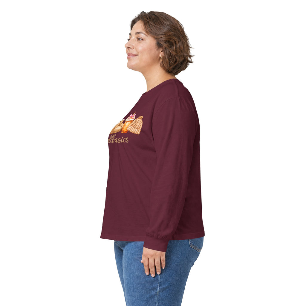 Long Sleeve Tee - Watercolor Pumpkins "#fallbasics" Fall Graphic