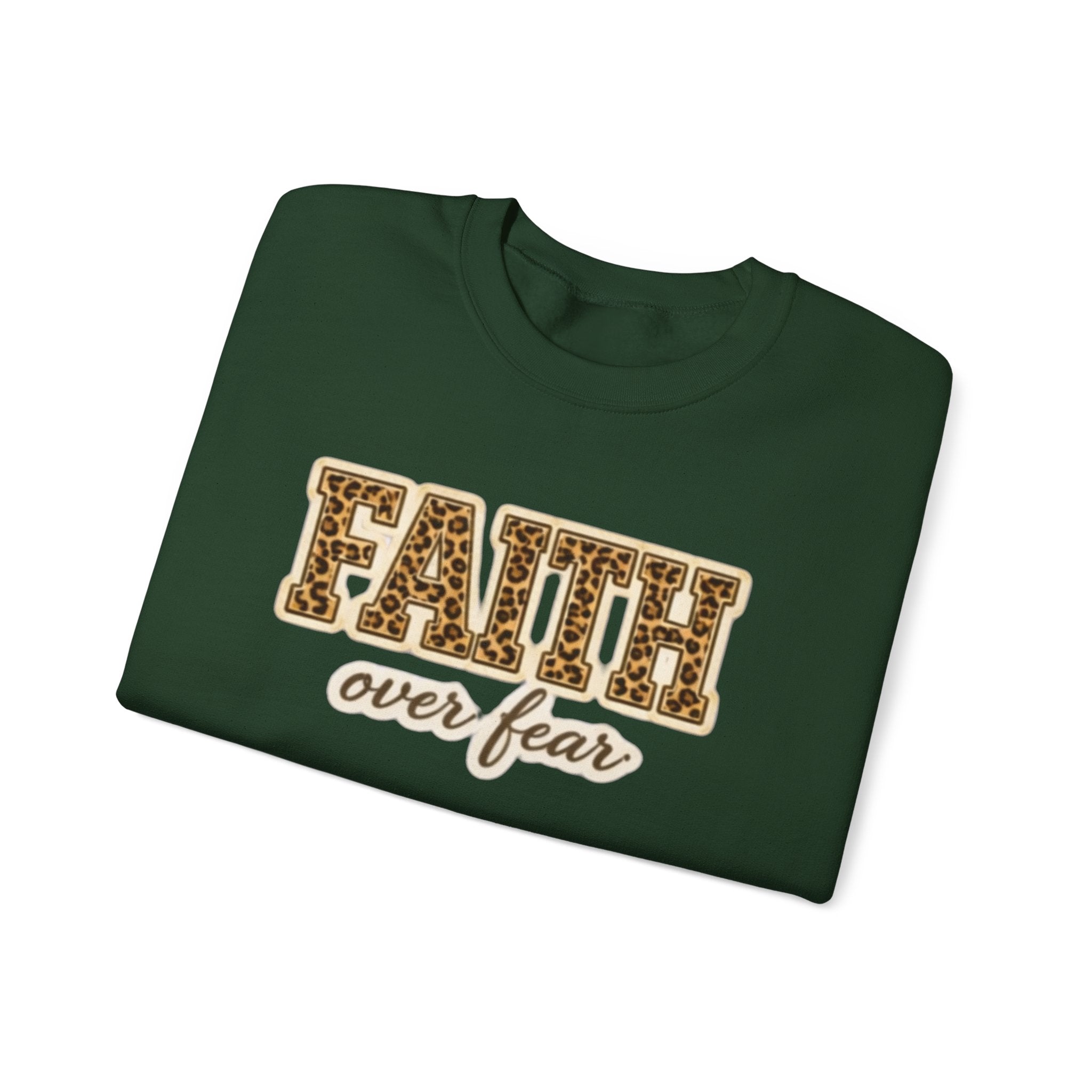 Faith Over Fear Leopard Graphic Sweatshirt