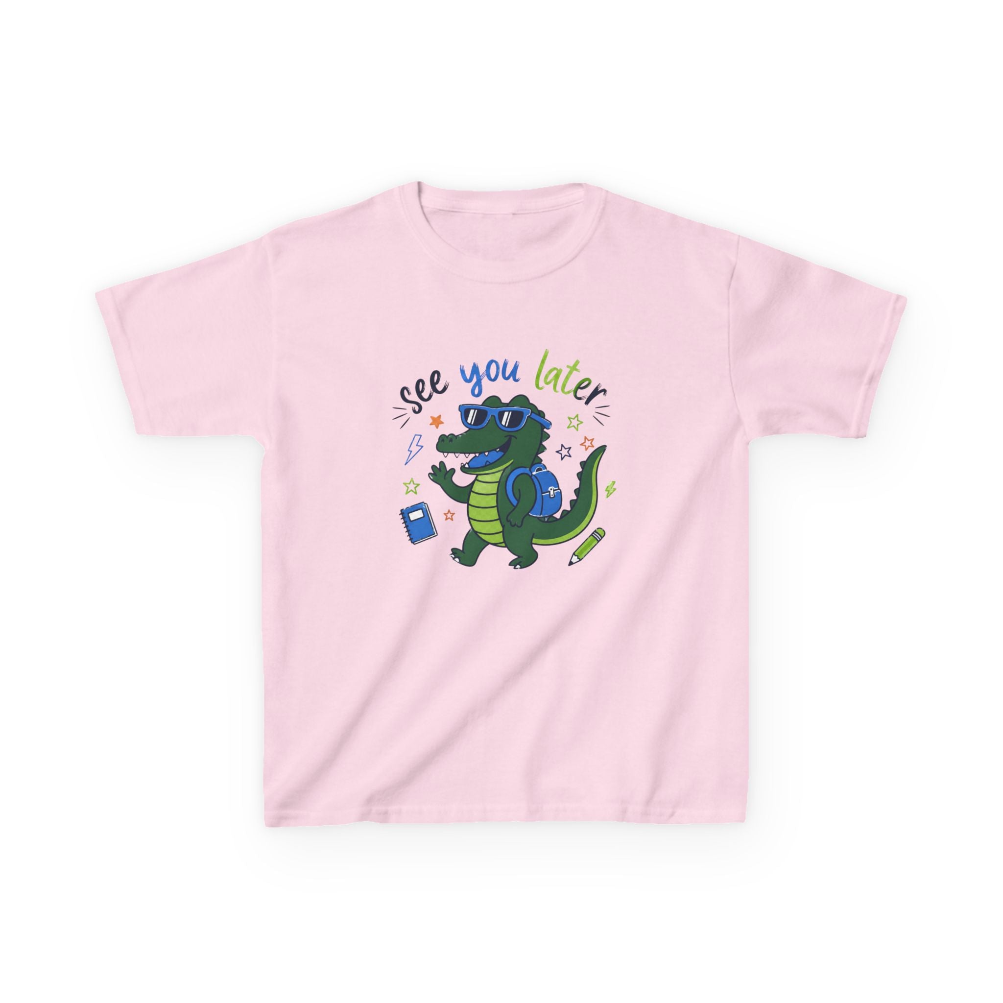 Kids T‑Shirt — "See You Later" Backpacking Alligator Graphic Tee