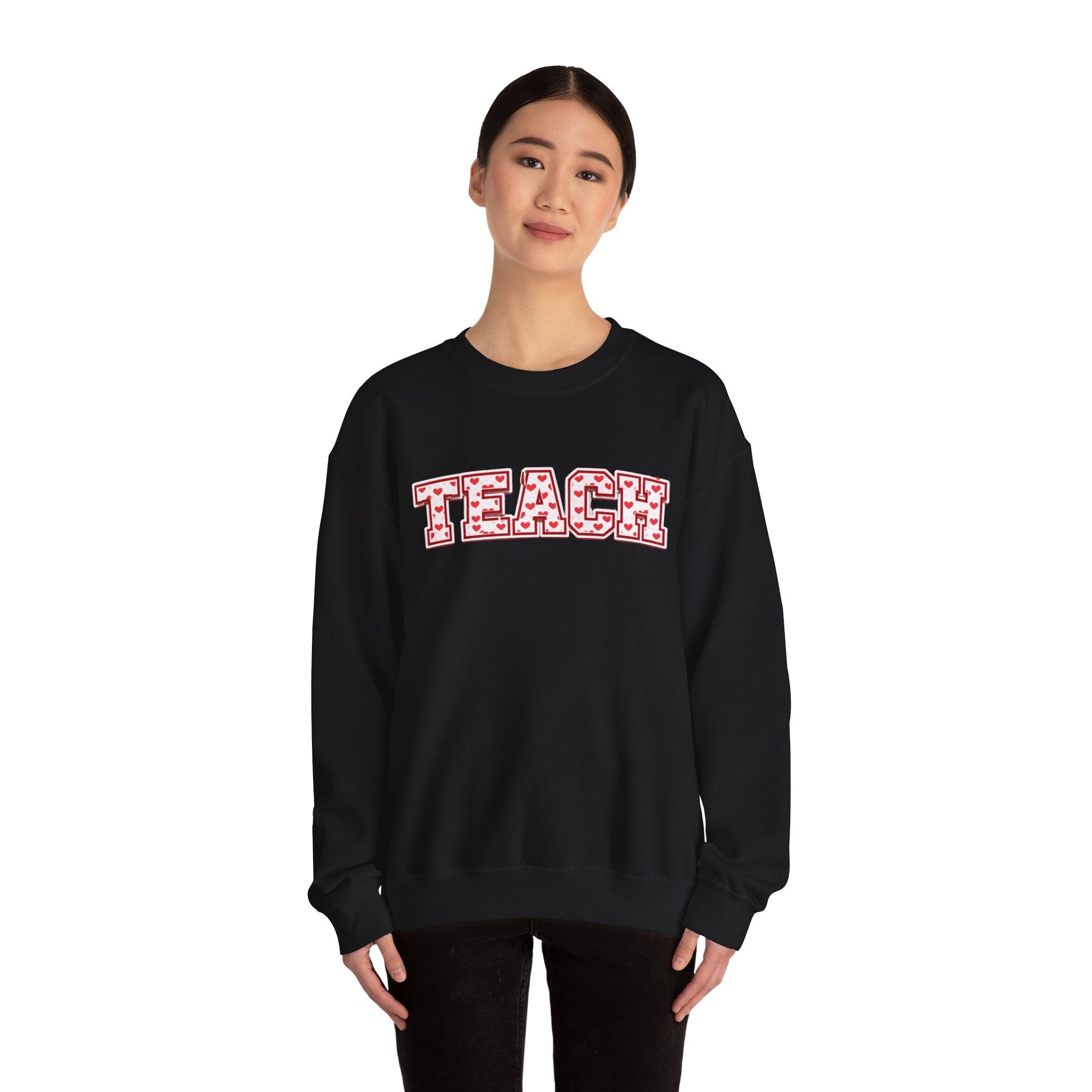 Teach Floral Crewneck Sweatshirt — 'TEACH' Pink Floral Teacher Pullover